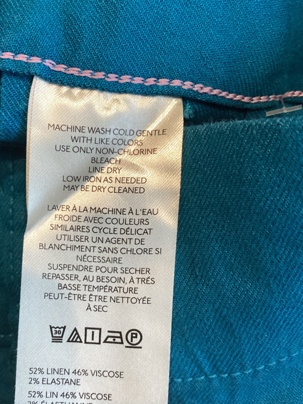 Anthropologie COLETTE Full-Length Linen Pants Maeve NEW 27 Blue - Picture 11 of 12